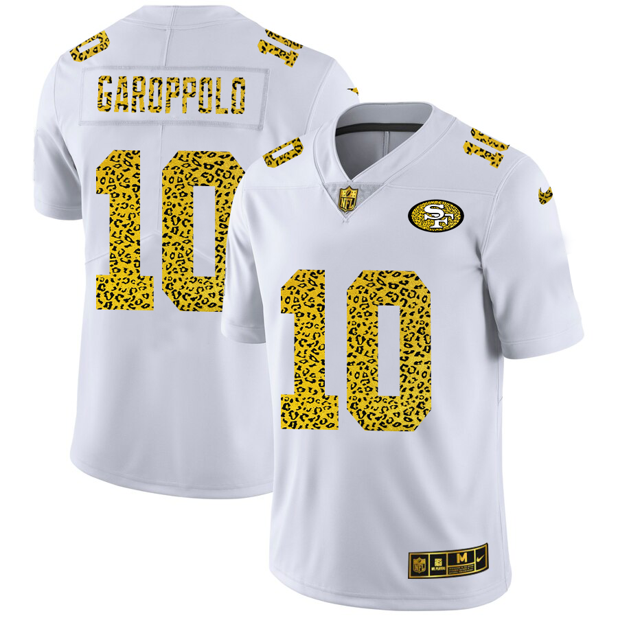 San Francisco 49ers #10 Jimmy Garoppolo Men Nike Flocked Leopard Print Vapor Limited NFL Jersey White->san francisco 49ers->NFL Jersey